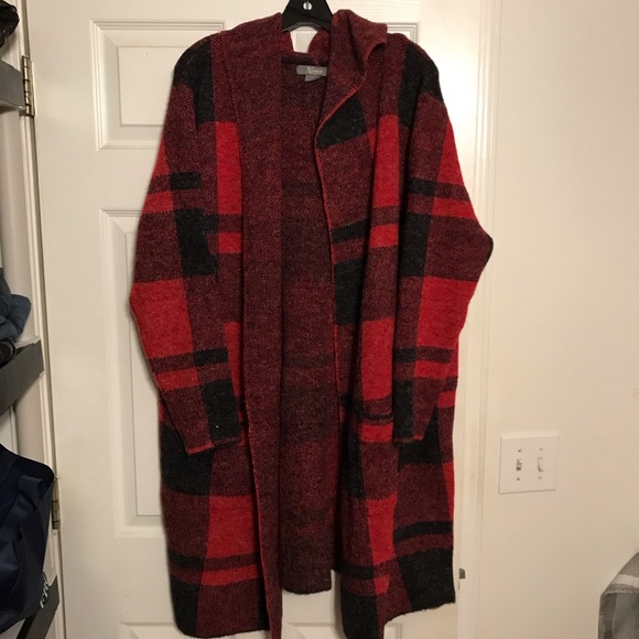 Natural Reflections Red Plaid Cardigan - Picture 2 of 6